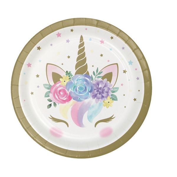 Imagens de Platos Unicornio Dulce cartón 18cm (8 unidades)