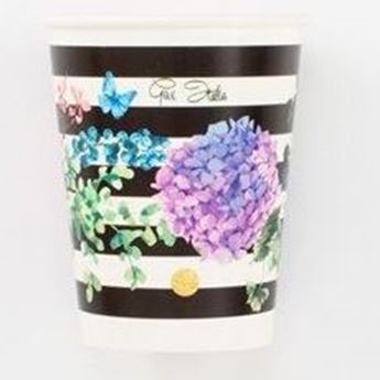 Imagen de Vasos Black & Flowers cartón (8 unidades)