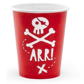 Imagens de Vasos Piratas Rojos cartón (6 unidades)
