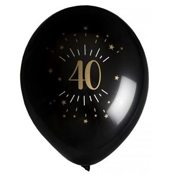 Picture of Globos 40 Años Negro/Dorado Látex (8 unidades)