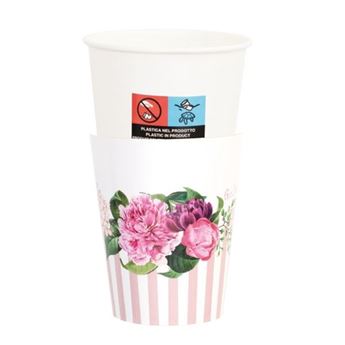 Imagen de Vasos Flores Rosas cartón (8 unidades)