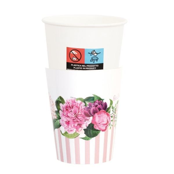 Imagen de Vasos Flores Rosas cartón (8 unidades)