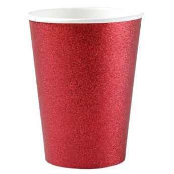 Imagen de Vasos Rojos Glitter cartón (10 unidades)