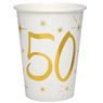 Imagen de Vasos 50 Cumpleaños Blanco Dorado cartón (10 unidades)