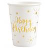 Imagen de Vasos Happy Birthday Blancos Estrellas Doradas cartón (10 unidades)