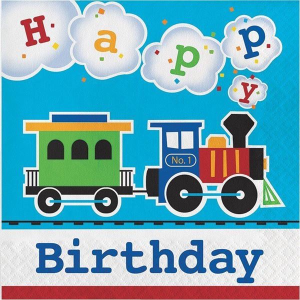 Imagen de Servilletas de Tren Todos a Bordo Happy Birthday (16 uds)