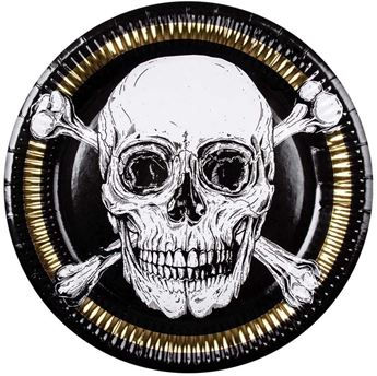 Imagen de Platos de Pirata Calavera cartón 23cm (10 unidades)