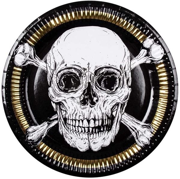 Picture of Platos de Pirata Calavera cartón 23cm (10 unidades)