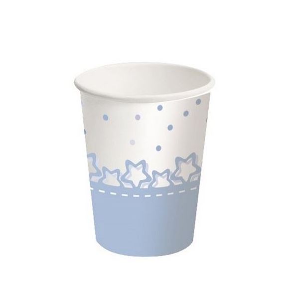 Imagen de Vasos Azul con Blanco Estrellas cartón (8 unidades)