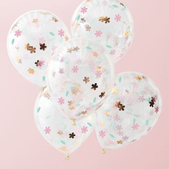 Picture of Globos Transparentes con Confeti Floral Látex (5 unidades)