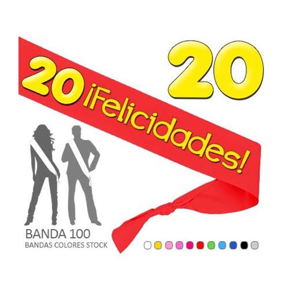 Imagen de Banda 20 cumpleaños Felicidades tela