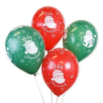 Imagens de Globos Feliz Navidad Rojo y Verde (12 unidades)