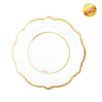 Imagen de Platos Liberty Blancos Borde Dorado cartón 21cm (8 unidades)