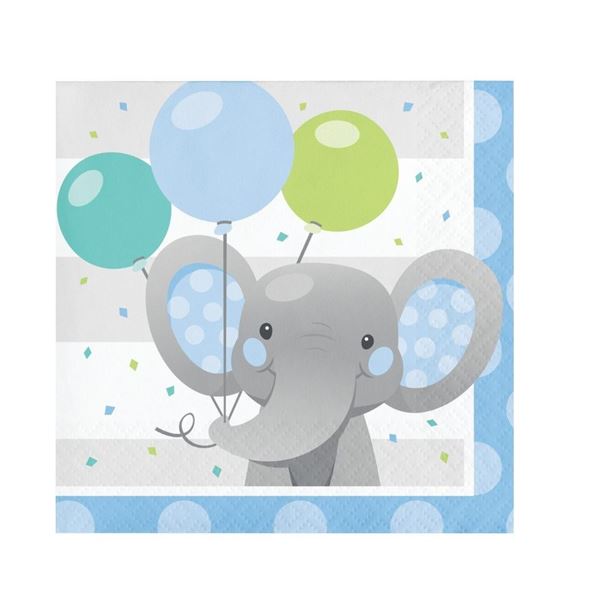 Imagen de Servilletas Elefante Dulce Azul papel 25cm (16 unidades)