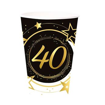 Imagen de Vasos 40 Cumpleaños Estrellas cartón (6 unidades)