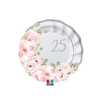 Imagens de Platos Floral 25 Aniversario cartón 20cm (8 unidades)