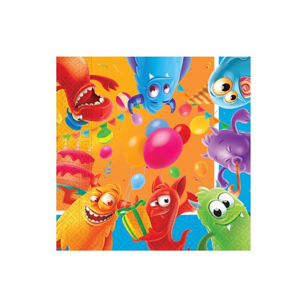 Imagen de Servilletas Monster Divertidos papel 33cm (20 unidades)