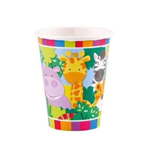 Imagen de Vasos Animales Jungla Infantil cartón (8 unidades)