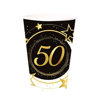 Imagen de Vasos 50 Cumpleaños Estrellas cartón (6 unidades)