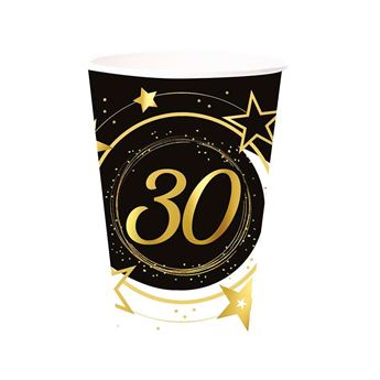 Imagen de Vasos 30 Cumpleaños Estrellas cartón (6 unidades)