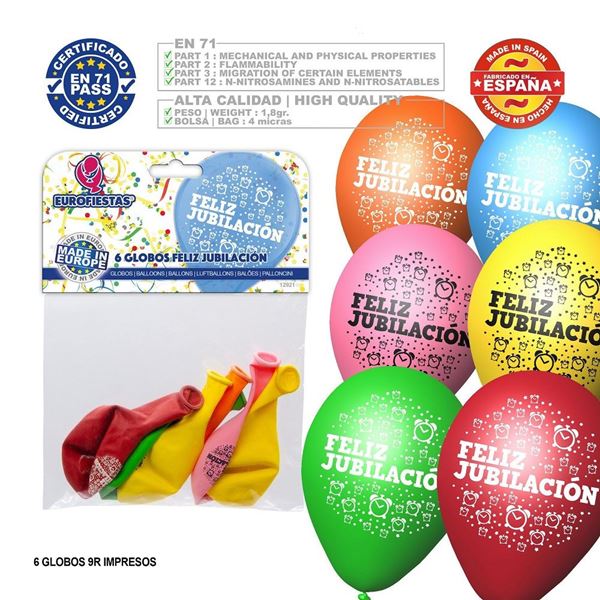 Globos Feliz Jubilación (6)✔️ por sólo 1,08 €. Envío en 24h. Tienda Online.  . ✓. Artículos de decoración para Fiestas.