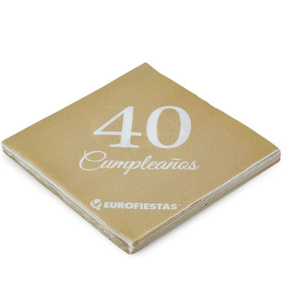 Imagen de Servilletas 40 Cumpleaños Dorado Mate papel (12 unidades)