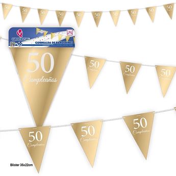 Imagens de Banderín 50 Cumpleaños Dorado papel (4m)