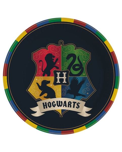 Imagen de Platos Harry Potter Casas Hogwarts cartón 23cm (8 unidades)