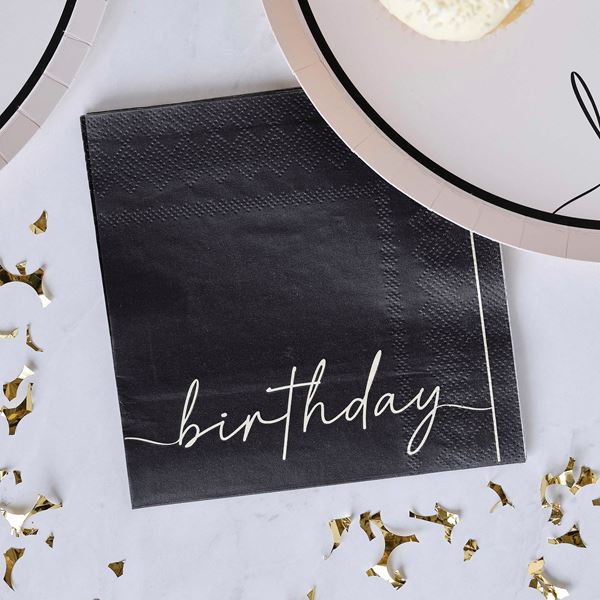 Imagen de Servilletas Nude y Negro Birthday Originales papel 25cm (16 unidades)