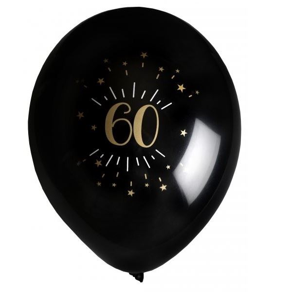Globos 60 Años Negro/Dorado (8)✔️ por sólo 2,43 €. Envío en 24h. Tienda  Online. . ✓. Artículos de decoración para  Fiestas.