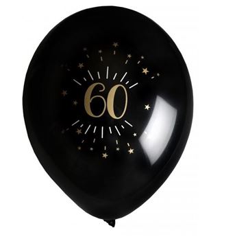 Imagens de Globos 60 Años Negro/Dorado Látex (8 unidades)