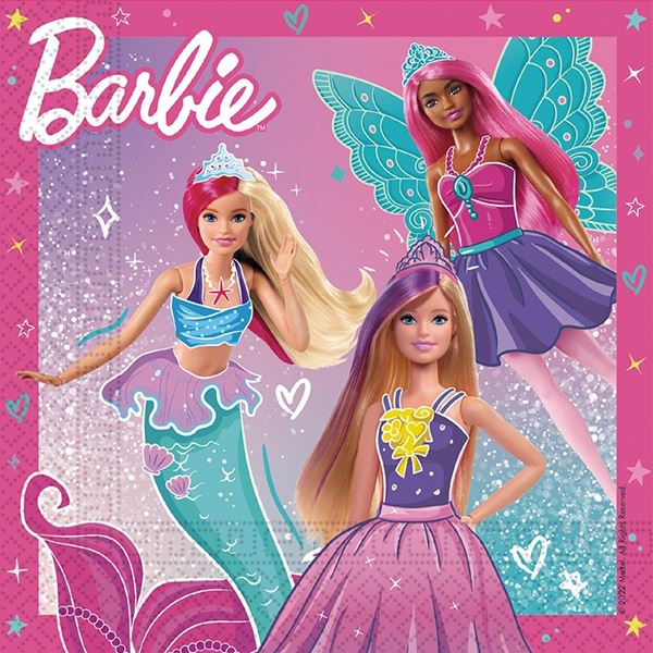 Imagen de Servilletas de Barbie papel 33cm (20 unidades)