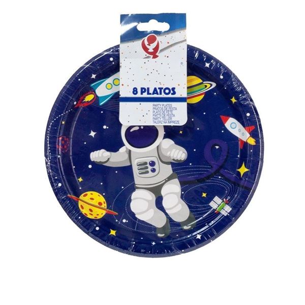 Imagen de Platos Astronauta Infantil cartón 18cm (8 unidades)