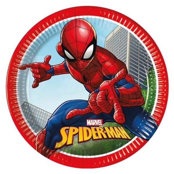 Imagen de Platos de Spiderman cartón 23cm (8 unidades)