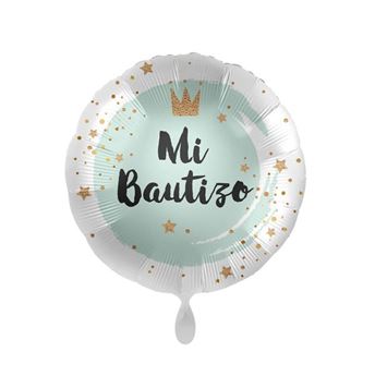 Invitación de Bautizo personalizada Sencilla de niño en un globo azul