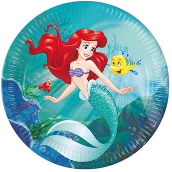 Imagen de Platos de la Sirenita Ariel Disney cartón 23cm (8 unidades)