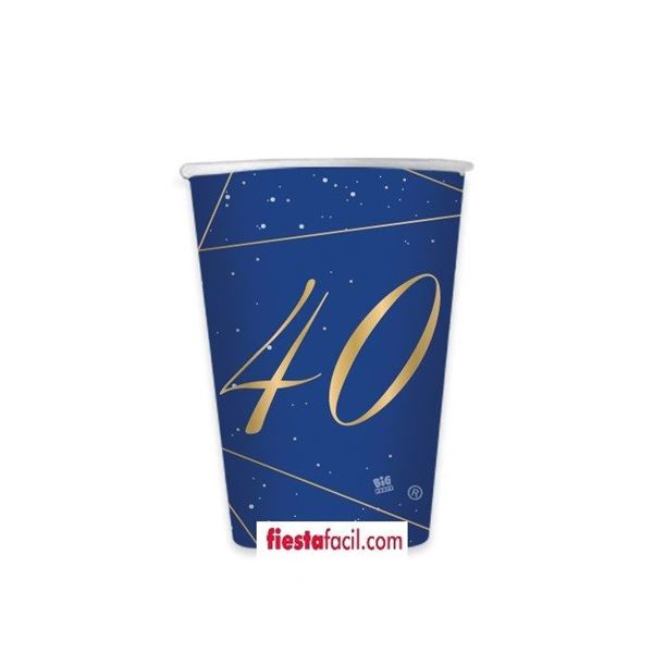 Imagen de Vasos 40 Cumpleaños Azul cartón (8 unidades)