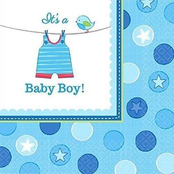 Imagen de Servilletas It's a Baby Boy Azules papel 33cm (16 unidades)