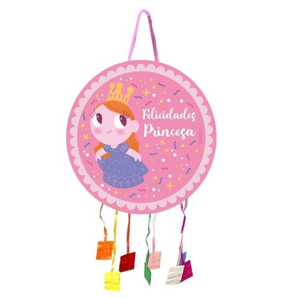 Imagen de Piñata Felicidades Princesa cartón (43cm)