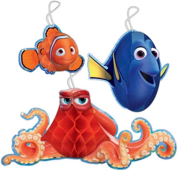 Imagen de Decorados Nido de Abeja Buscando a Dory cartón 23cm (3 uds.)