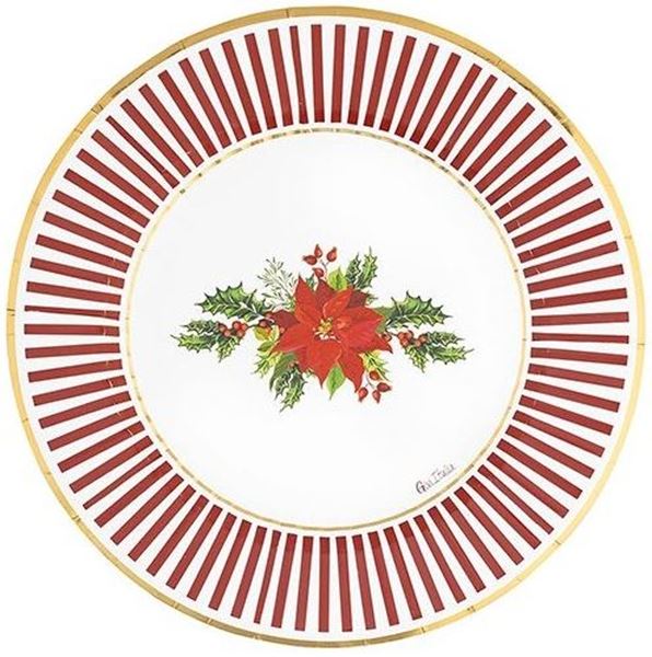 Imagen de Platos Navidad Flores Elegantes cartón 27cm (8 unidades)