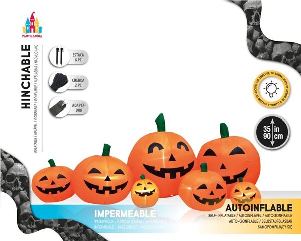 Imagen de Familia Calabazas Auto-hinchables con Luz (90cm)