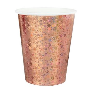 Imagen de Vasos Rosa Dorado chispas cartón (10 uds.)