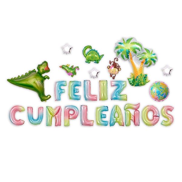 Imagens de Kit de globos Feliz cumpleaños Dinosaurios