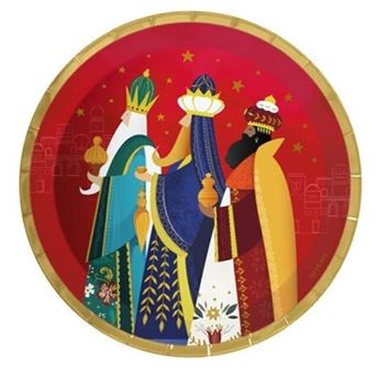 Imagen de Platos Reyes Magos Navidad cartón 23cm (6 uds.)