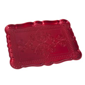 Imagens de Bandeja Roja Rectangular Plástico Reutilizable 30cm