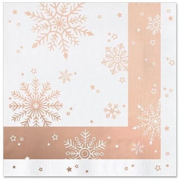 Picture of Servilletas Copos de Nieve Rosa Dorado papel (30 uds.)