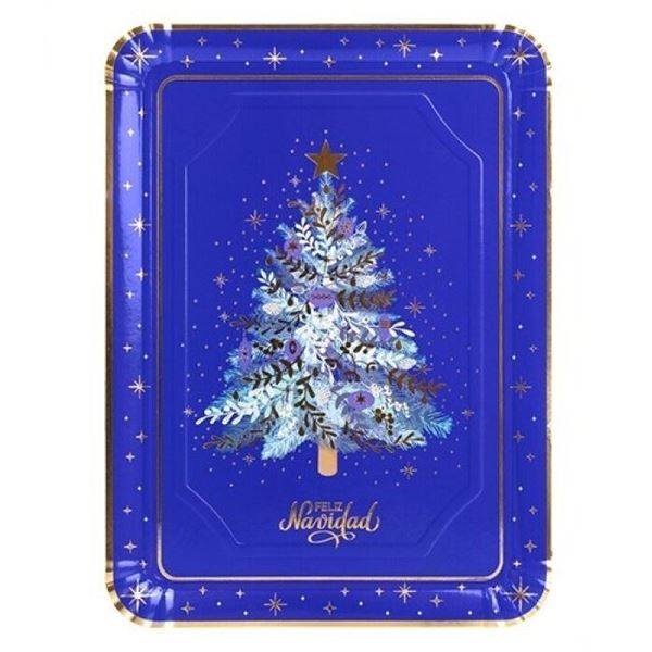 Imagen de Bandeja Navidad Azul Noche cartón 25x34cm (1 ud.)