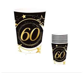 Imagens de Vasos 60 Cumpleaños Estrellas cartón (6 unidades)