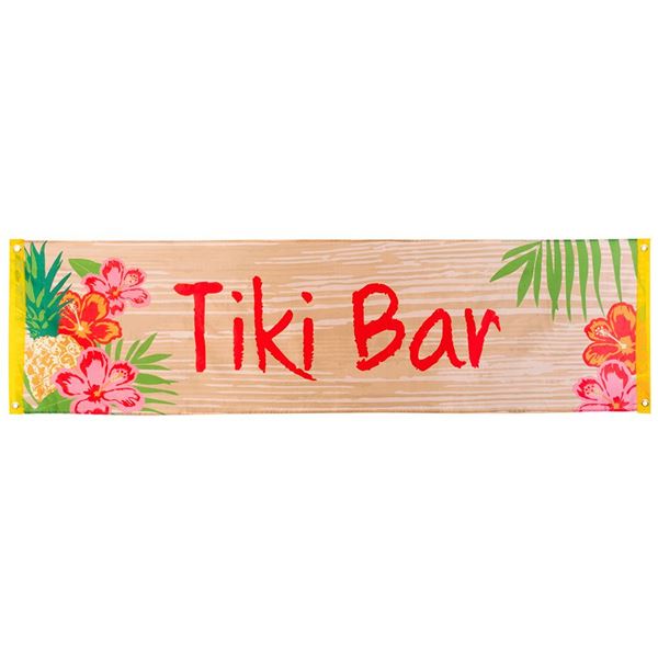 Imagen de Pancarta Banner Tiki Bar Party Grande Tela (1,80m x 50cm)